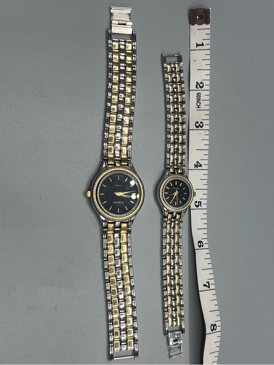Futura His & Hers Matching Watch Set Gold Silver Tone Stainless New Battery